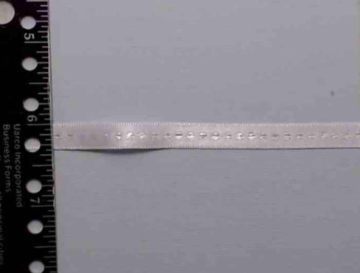 R587 3/8" Satin with Irridescent Embroidered Dots