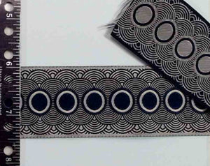 R607 1 1/2" Rayon Embroidered Reversable Navy/Gray