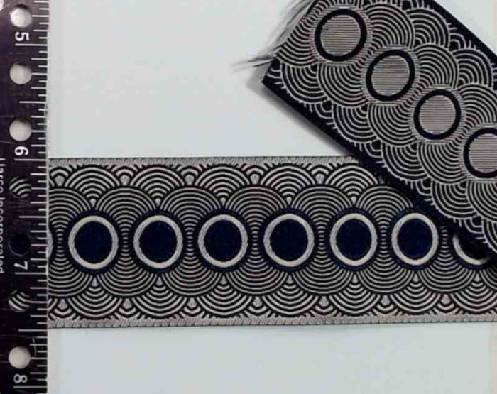 R607 1 1/2" Rayon Embroidered Reversable Navy/Gray