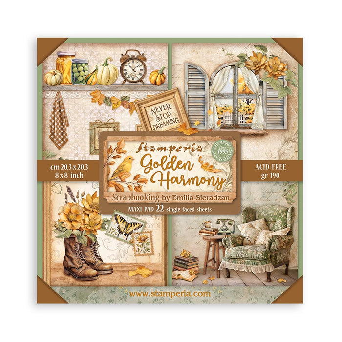 SBBSXB05 Paper Pad 22 sheets (8"x8") Golden Harmony Single sided