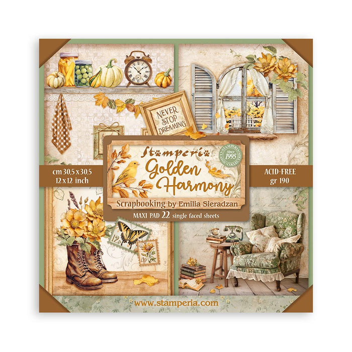SBBXLB17 Paper Pad 22 sheets (12"x12") Golden Harmony Single sided