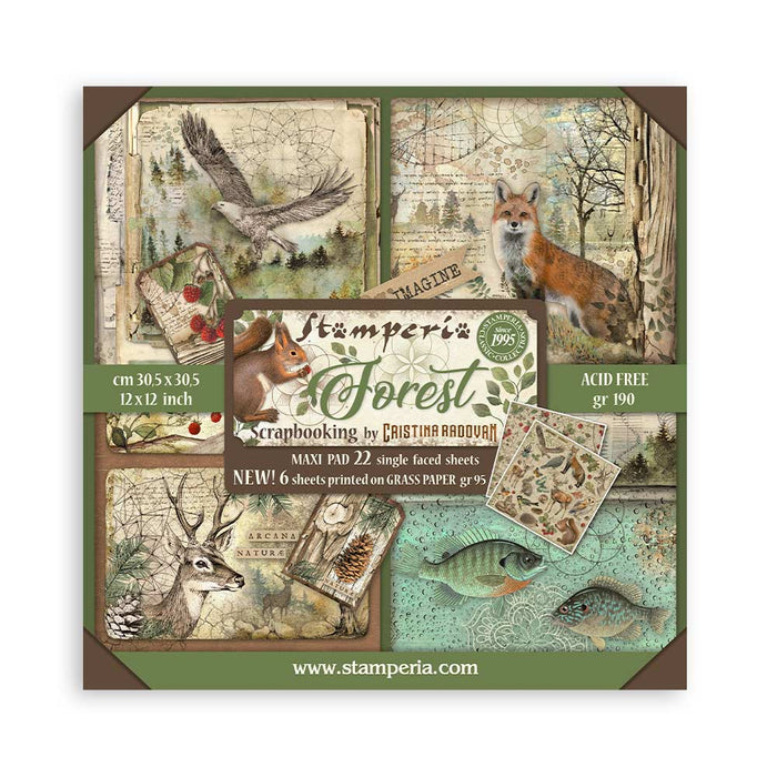 SBBXLBG01 Paper Pad 22 sheets (12"x12") Forest with Grass Papers Single sided