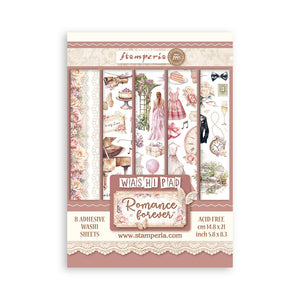 SBW02  Washi Pad 8 Sheets 5.8"x8.3" Romance Forever