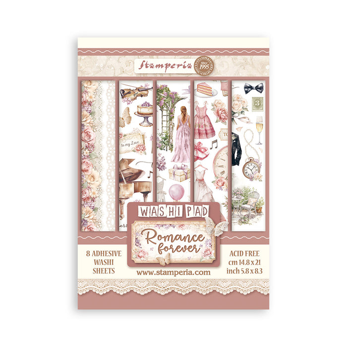 SBW02  Washi Pad 8 Sheets 5.8"x8.3" Romance Forever