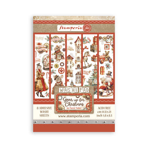 SBW09  Washi Pad 8 Sheets 5.8"x8.3" Gear Up for Christmas
