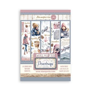 SBW13  Washi Pad 8 Sheets 5.8"x8.3" Dewdrops
