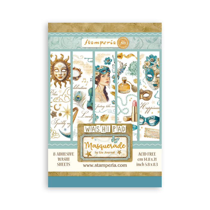 SBW15  Washi Pad 8 Sheets 5.8"x8.3" Masquerade