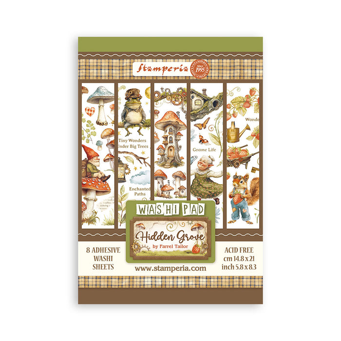 SBW17  Washi Pad 8 Sheets 5.8"x8.3" Hidden Grove