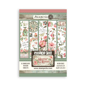 SBW18  Washi Pad 8 Sheets 5.8"x8.3" House of Roses