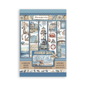 SBW19  Washi Pad 8 Sheets 5.8"x8.3" Silent Sea