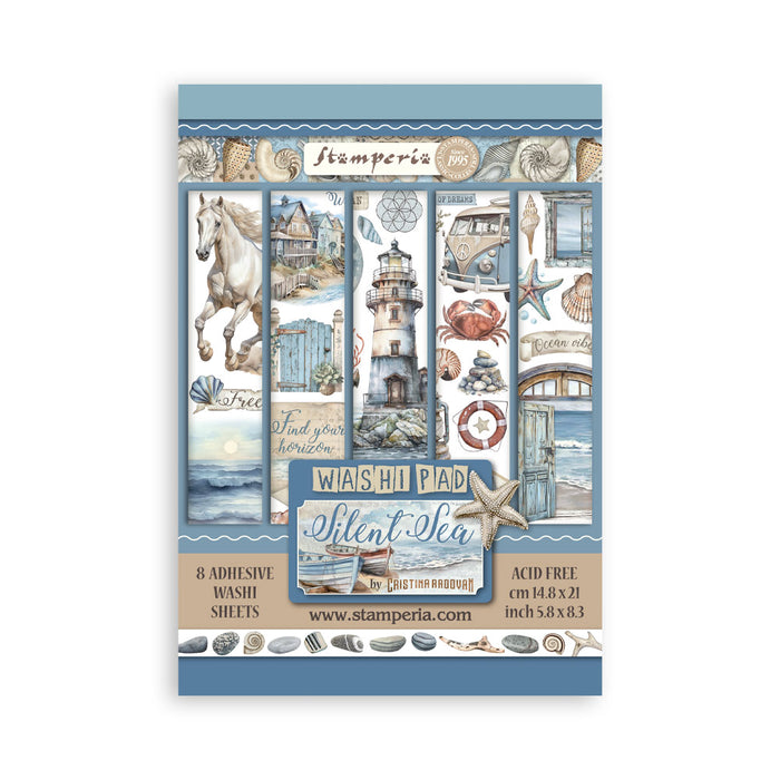 SBW19  Washi Pad 8 Sheets 5.8"x8.3" Silent Sea