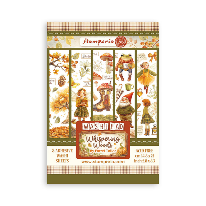 SBW24  Washi Pad 8 Sheets 5.8"x8.3" Whispering Woods