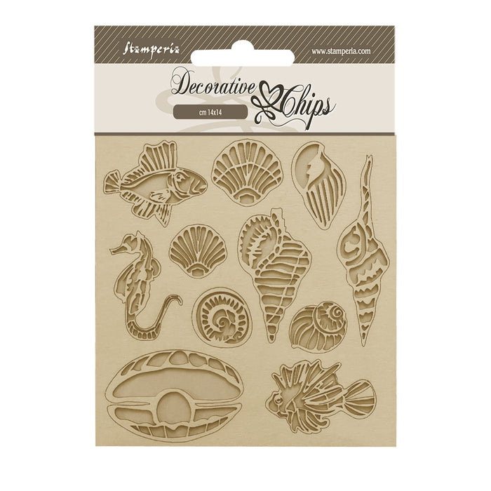 SCB186 Decorative Chips 14 x 14cm Songs of the Sea Shells and Fish