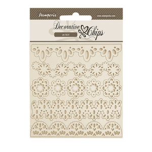 SCB243 Decorative Chips 14 x 14cm Old Lace Borders