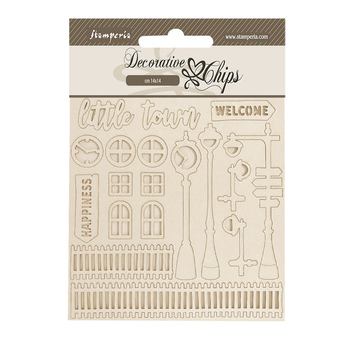 SCB268 Decorative Chips 14 x 14cm Silent Sea Sea Little Town