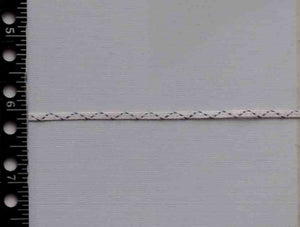 T559 Trim Cotton Flat Braid White w/Blue Stitching 10 yards/pkg 1/8"
