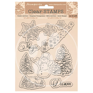 WTK162  Clear Stamp 14x18 Snowflakes and Tree
