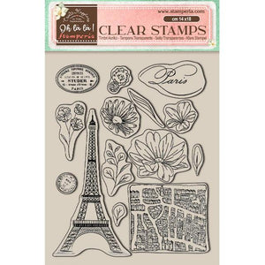 WTK174  Clear Stamp 14x18 Create Happiness Oh La La Tour Eiffel