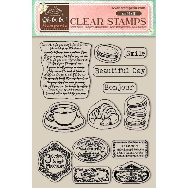 WTK175  Clear Stamp 14x18 Create Happiness Oh La La Labels