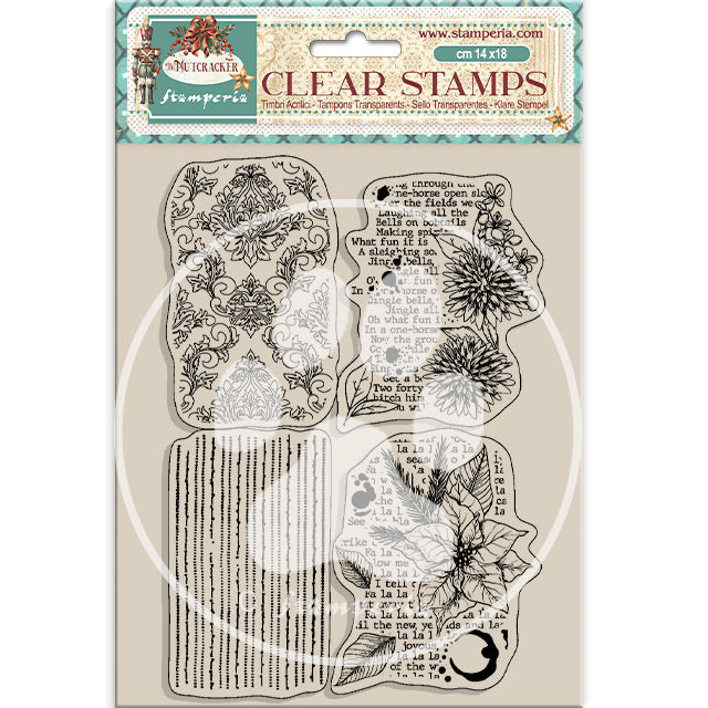 WTK198  Clear Stamp 14x18 The Nutcracker Poinsettia