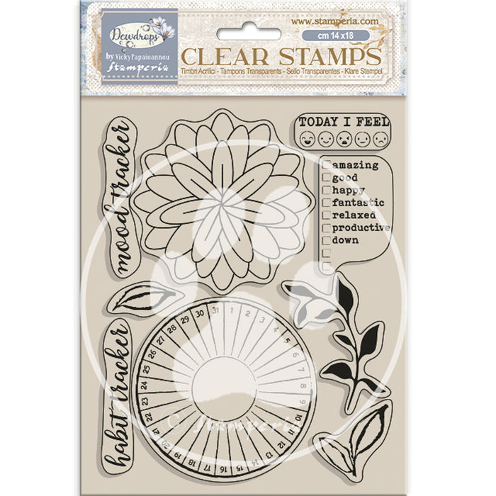 WTK205 Clear Stamp 14 x 18 Dewdrops Habit Tracker