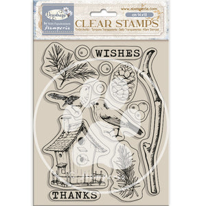 WTK206 Clear Stamp 14 x 18 Dewdrops Nest Bird