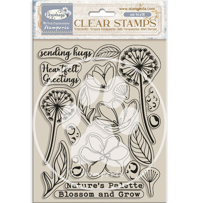 WTK207 Clear Stamp 14 x 18 Dewdrops Blossoms