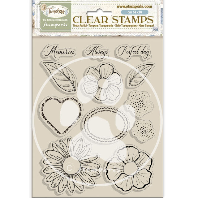 WTK221 Clear Stamp 14 x 18 Timeless Flowers and Hearts