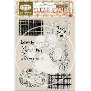 WTK226 Clear Stamp 14 x 18 Whispering Woods Cup and Pumpkin