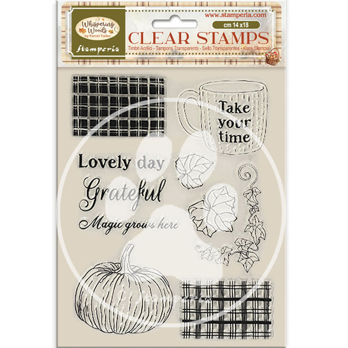 WTK226 Clear Stamp 14 x 18 Whispering Woods Cup and Pumpkin