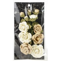Rose Bouquet Collection Classic Ivory and Natural Linen