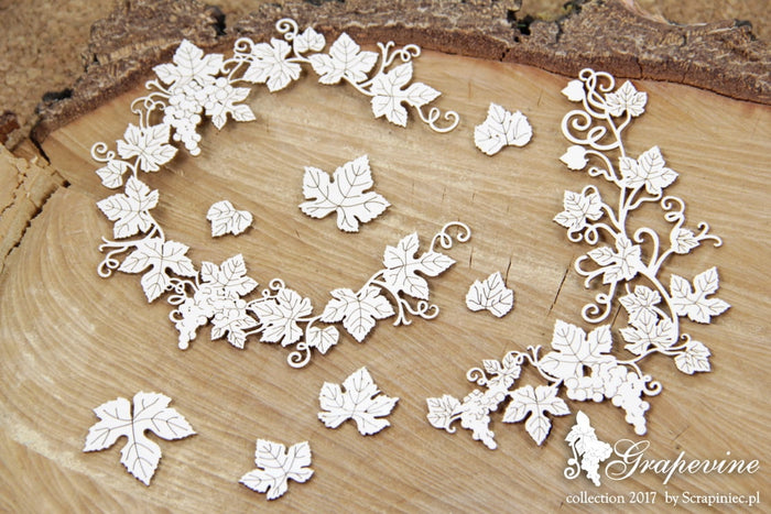 4495 Decorative Chips 14x14cm Grapevine Wreath and Leaves