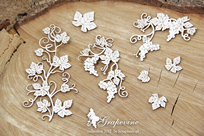 4497 Decorative Chips 9.5x9.5cm Grapevine Grapes and Leaves