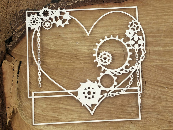 4752 Decorative Chips 14x14cm Steampunk Big Square Frame Flying Hearts