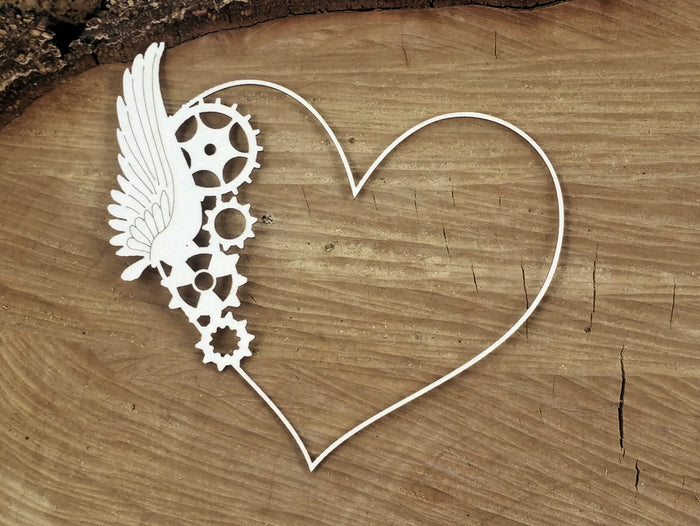 4754 Decorative Chips 9.5x9.5cm Steampunk Flying Hearts One Wing Frame