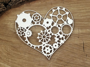 4756 Decorative Chips 14x7cm Steampunk Flying Hearts Gear Heart