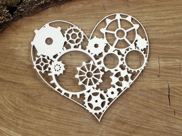 4756 Decorative Chips 14x7cm Steampunk Flying Hearts Gear Heart