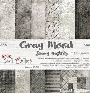 Basic Gray Mood 12 x 12 Double Sided Mixed Media