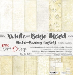 Basic White-Beige Mood 12 x 12 Double Sided Mixed Media