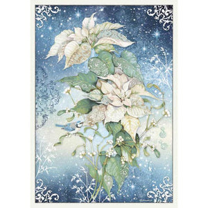 DFSA3070 Rice Paper A3 Poinsettia White