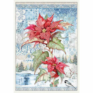 DFSA3072 Rice Paper A3 Poinsettia Red