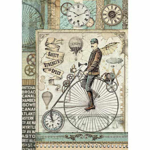 DFSA4371 Rice Paper A4 Voyages Fantastiques Retro Bicycle