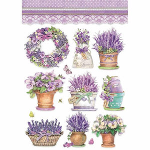 DFSA4456 Rice Paper A4 Lavender Vase