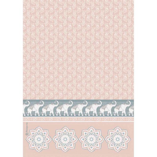 DFSA4464 Rice Paper A4 Elephants Pink Background