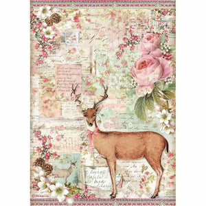 DFSA4474 Rice Paper A4 Christmas Deer