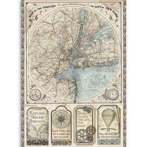 DFSA4515 Rice Paper A4 Sir Vagabond Map of New York