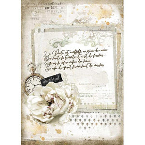 DFSA4557 Rice Paper A4 Romantic Manuscript and Clock