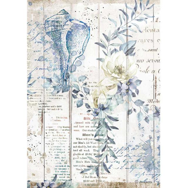 DFSA4562 Rice Paper A4 Romantic Sea Dream Shells