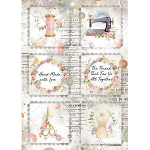 DFSA4568 Rice Paper A4 Romantic Threads Mini Cards