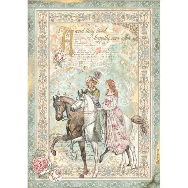 DFSA4575 Rice Paper A4 Sleeping Beauty Prince on Horse